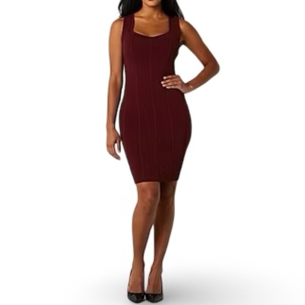 Bold Elements Sleeveless Bodycon Knit Dress Womens S Burgundy Wine Stretch NWT